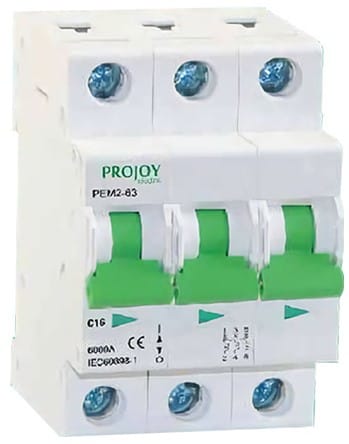 PROJOY Wyłącznik nadprądowy PEM2-63 3P typ B 50A 6kA AC (300058)