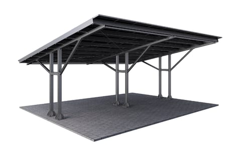 Wiaty / Carport T2 z konstrukcją pod PV (Rozstaw podpór 5m)