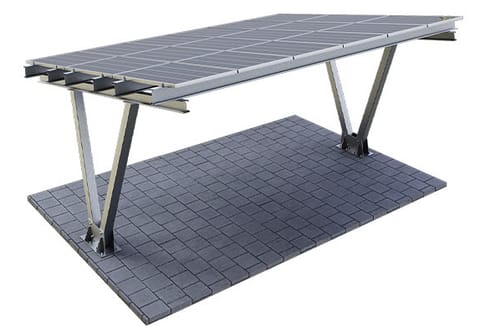Wiaty / Carport V2 z konstrukcją pod PV (układ 3 moduł pionowo L<1960MM)