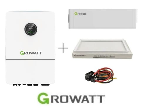 GROWATT Zestaw: Falownik hybrydowy WIT-10K-HU 3-fazowy+Bateria 10kWh+podstawa+kable
